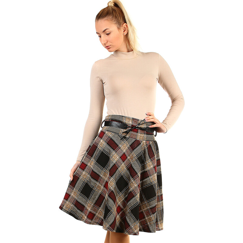 Glara Áčková sukňa s károvaným vzorom 47045092