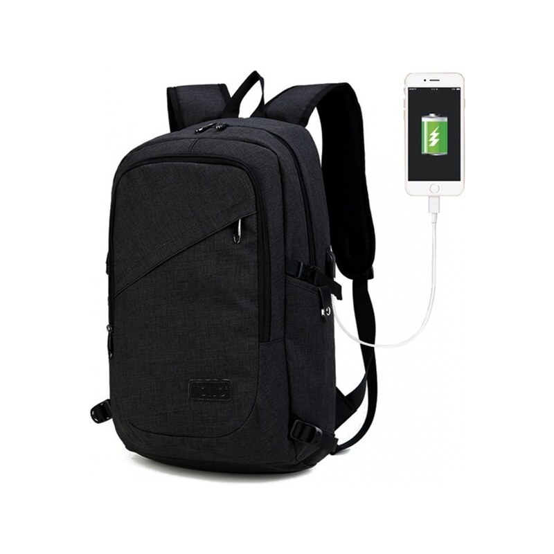 Miss Lulu Ruksak - školský, pracovný s usb nabíjaním, čierny 47971352