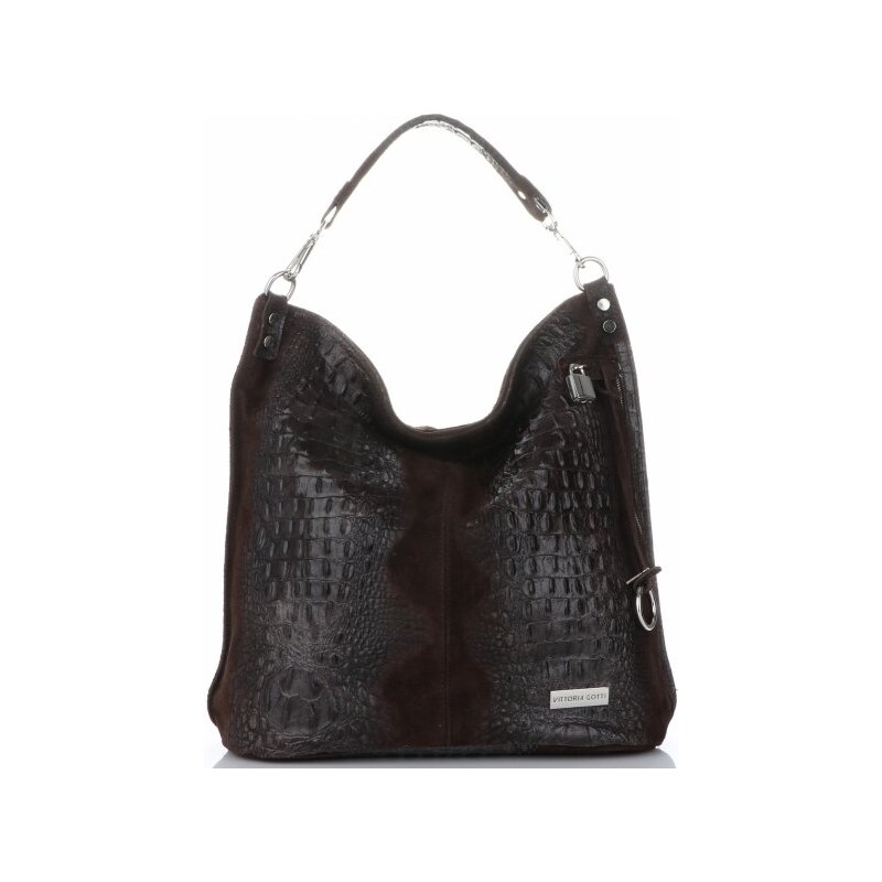 Kožené kabelka shopper bag Vittoria Gotti čokoládová V898 66552235