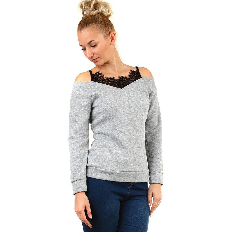 Glara Tričko s dlhým rukávom a čipkou 36988111