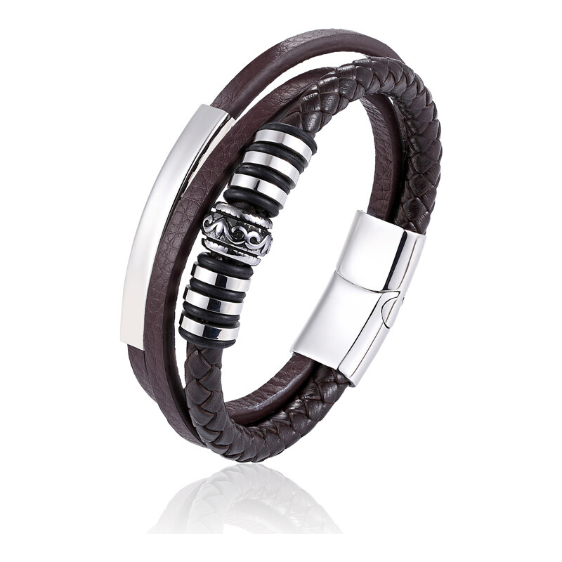 Glory Pánsky kožený náramok Trio Cool man hnedý 46928141