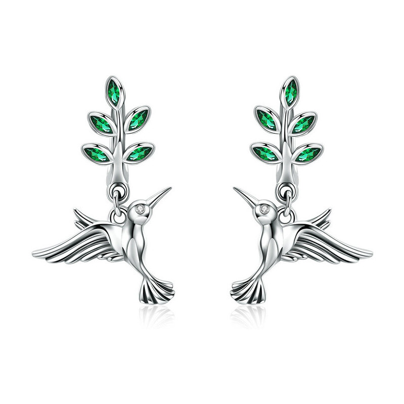 Emporial strieborné náušnice Polietavý kolibrík SCE464 28242359