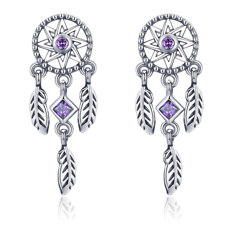 Emporial strieborné náušnice Spirituálny lapač snov SCE502 28284204