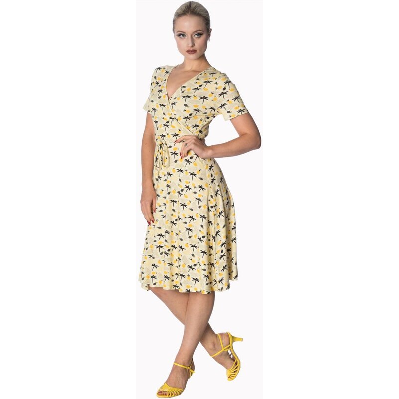 BANNED APPAREL BANNED Letné žlté šaty s palmami 8655916