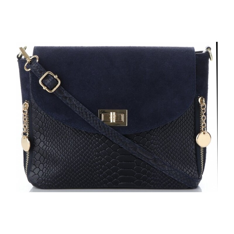 Kožené kabelka listonoška Vittoria Gotti tmavo modrá V71013 61074716