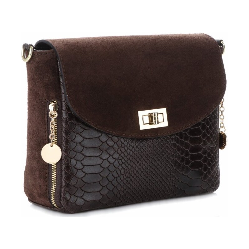 Kožené kabelka listonoška Vittoria Gotti čokoládová V71013 61074717