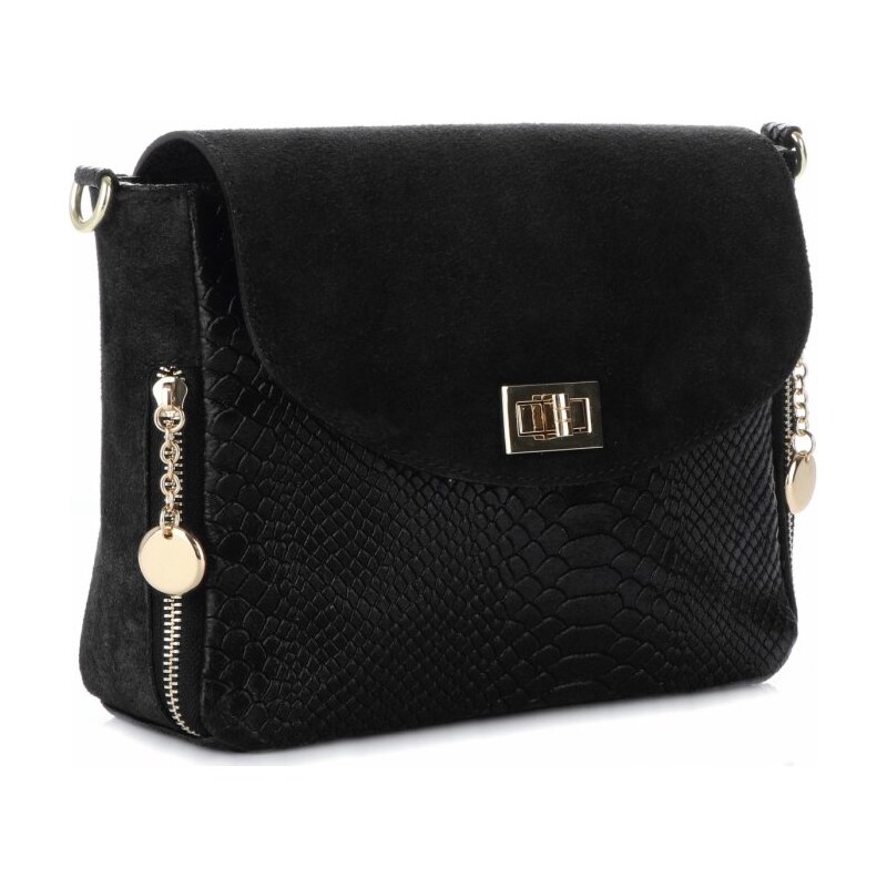 Kožené kabelka listonoška Vittoria Gotti čierna V71013 61074718