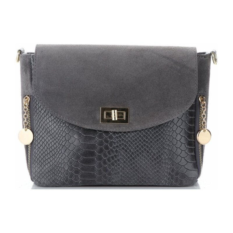 Kožené kabelka listonoška Vittoria Gotti šedá V71013 61074719