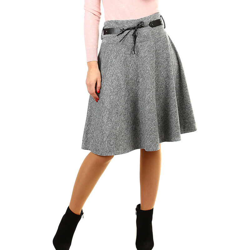 Glara Zimná áčková sukňa žíhaný vzor 66819764