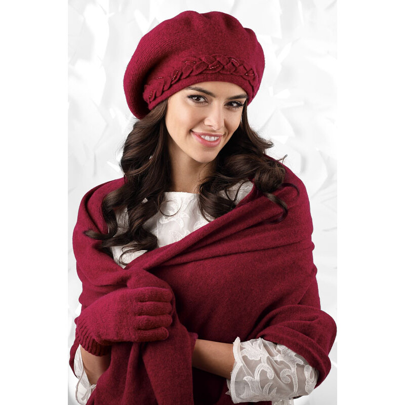 Kamea Vínový dámsky šál na zimu 01, Farba vínová 9035565
