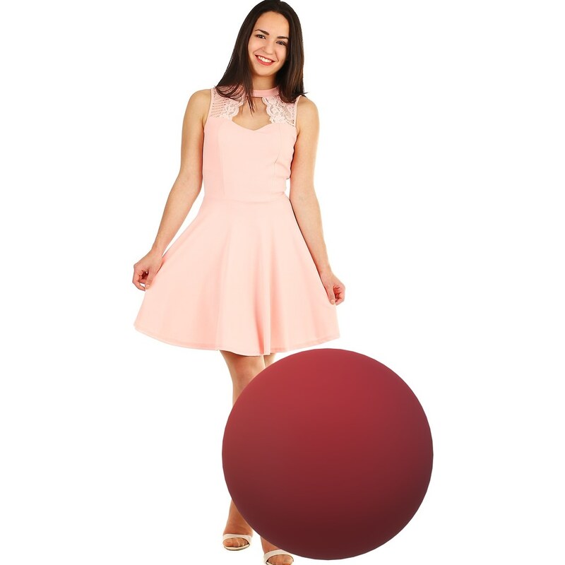 Glara Spoločenské dámske šaty s čipkou 9104606