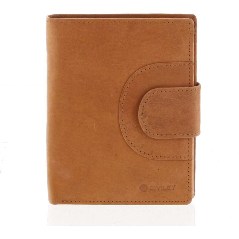 Pánska kožená prešívaná peňaženka koňaková - Diviley Universe koňak 9132769