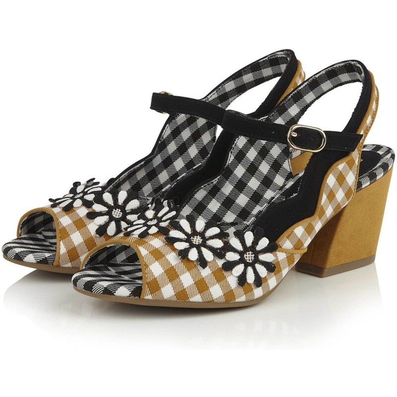 Ruby Shoo Hera Žlto-čierne kárované sandále 9212607