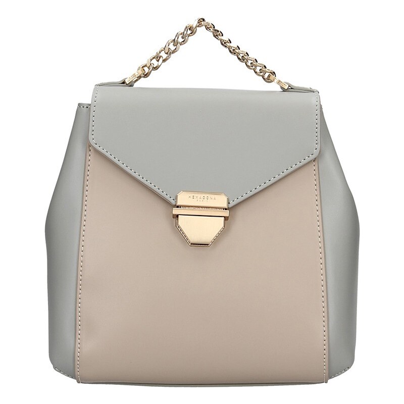 Elegantný dámsky kožený batoh Hexagona Reina - šedo-béžová 48227856