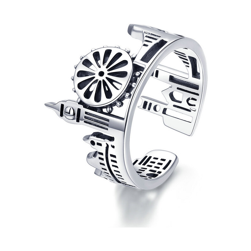 Emporial strieborný nastaviteľný prsteň Londýn 31396429