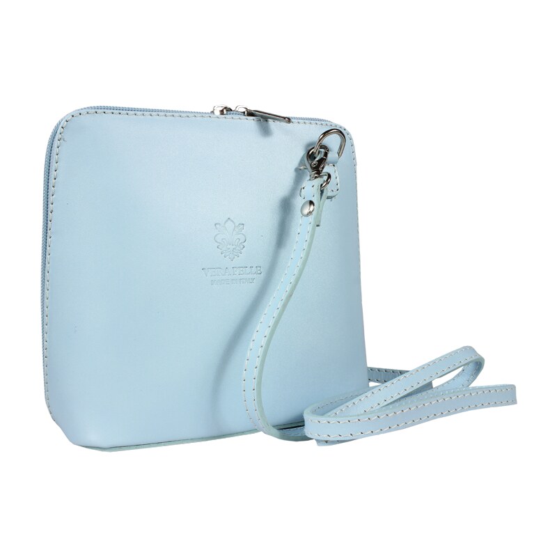 Modrá kožená talianska crossbody kabelka Grana Blu Chiaro NovaKabelka 64376505
