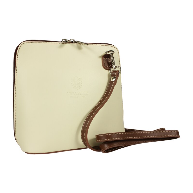 Béžová kožená talianska crossbody kabelka Grana Beige Marrone 9442491