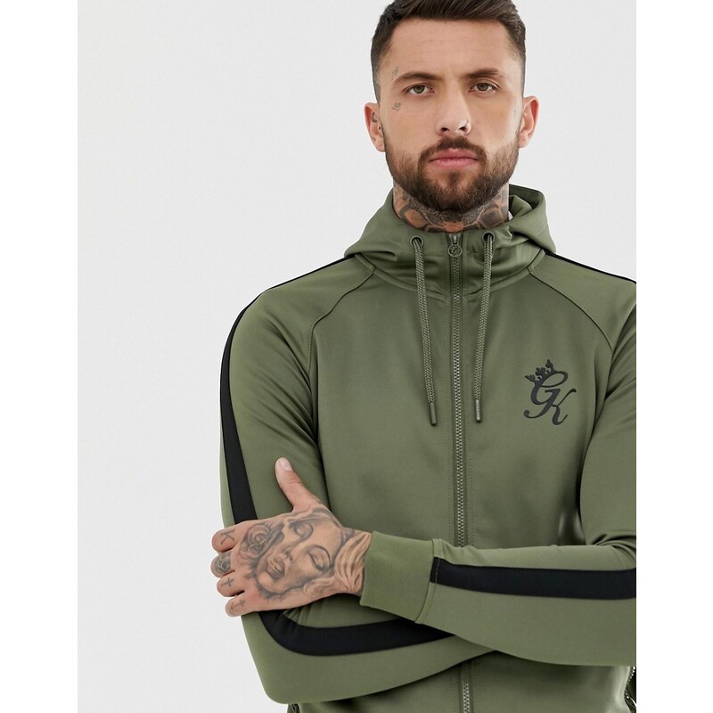 Gym King tapered poly tracksuit zip thru top Khaki GLAMI.sk