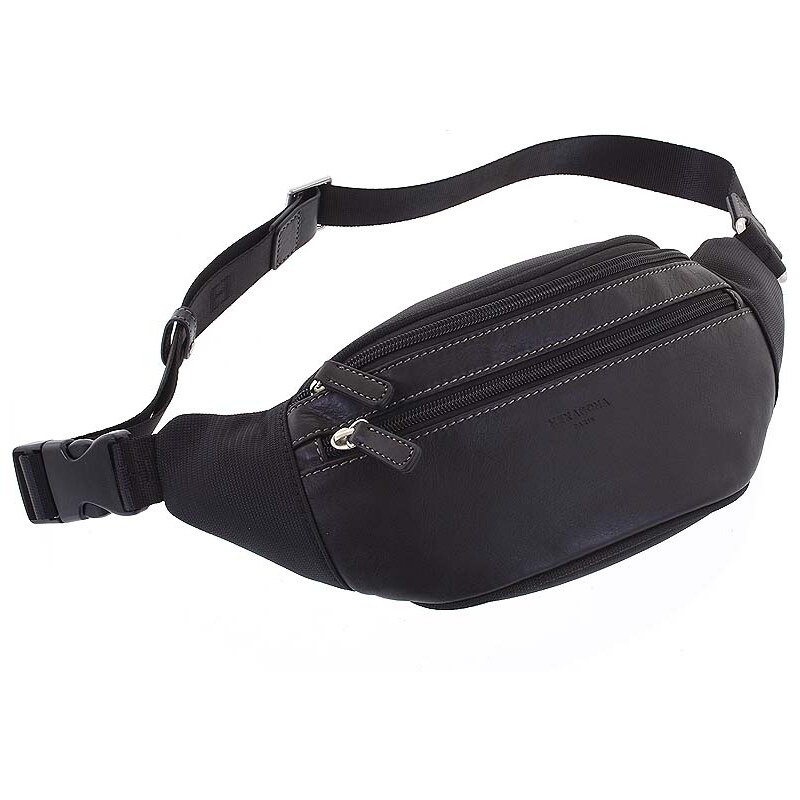 Prvotriedna polokožená ľadvinka na doklady - Hexagona Rian čierna 56864092