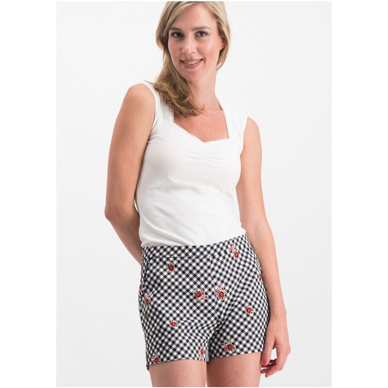 Blutsgeschwister Čiero-Biele Štvorčekové Kraťasy 9646370