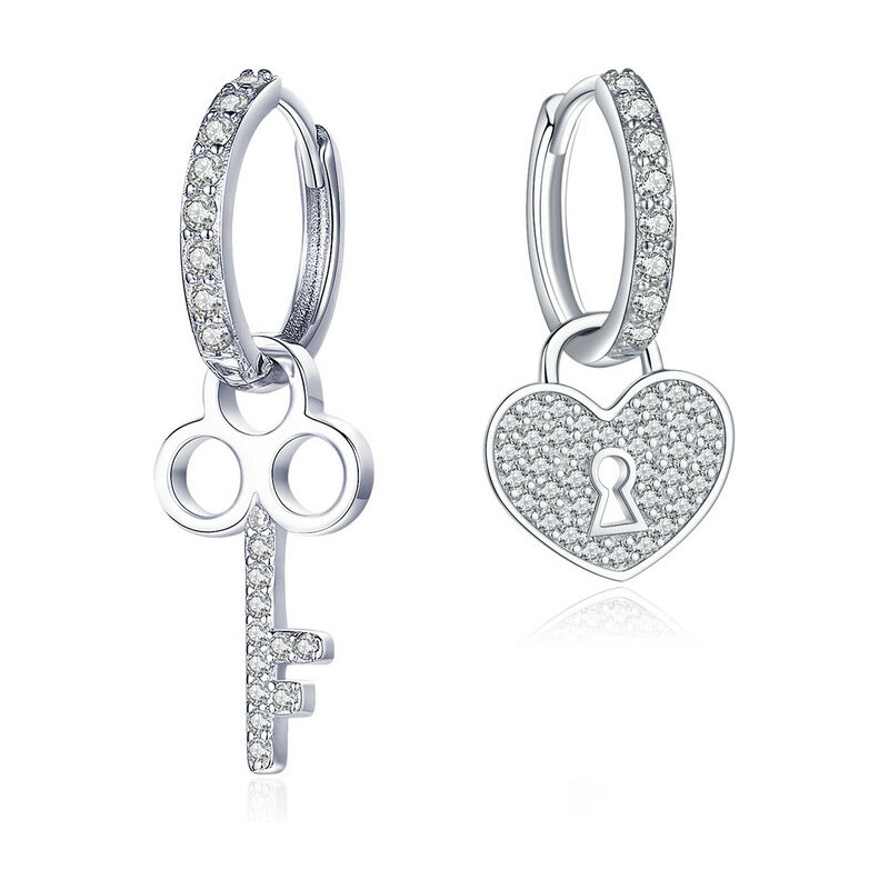 Emporial strieborné náušnice Kľúč k môjmu srdcu 2v1 SCE577 28172309