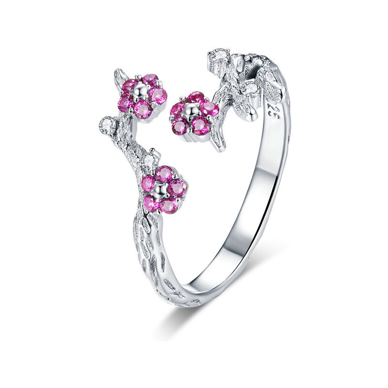 Emporial strieborný nastaviteľný prsteň Zimný kvet 32206976