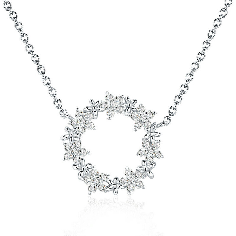 Ligot Strieborný náhrdelník kvety v kruhu 47631420