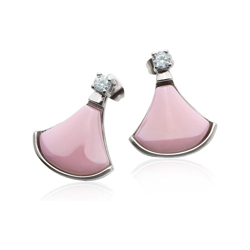 BM Jewellery Náušnice keramické PINK so zirkónmi z chirurgickej ocele 20962831