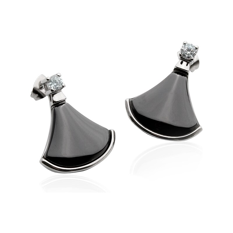 BM Jewellery Náušnice keramické BLACK so zirkónmi z chirurgickej ocele 20962832