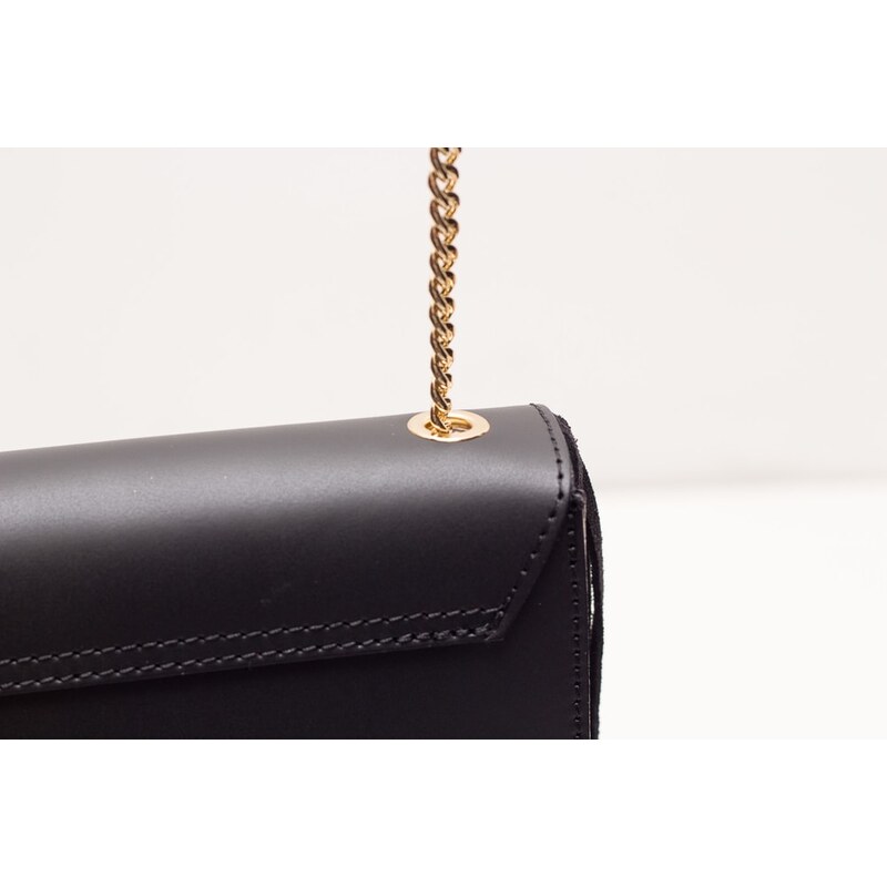 Glamorous by GLAM Dámske luxusné kožená kabelka cez rameno - čierna
