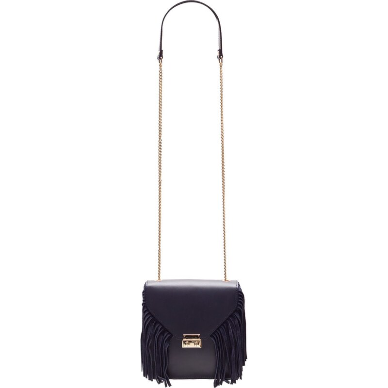 Glamorous by GLAM Dámske luxusné kožená kabelka cez plece - tmavá 458724