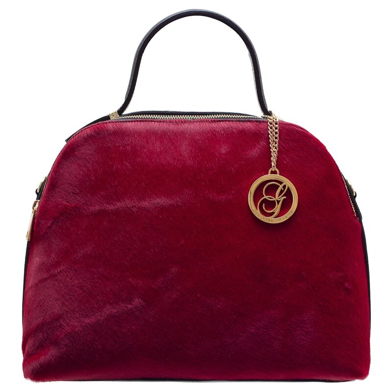 Glamorous by GLAM Dámska kožená kabelka So srsti 2 zipsy - červená 3168846