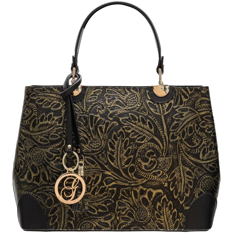 Glamorous by GLAM Dámska kožená kabelka radenie s kvetmi - čierna 4863736