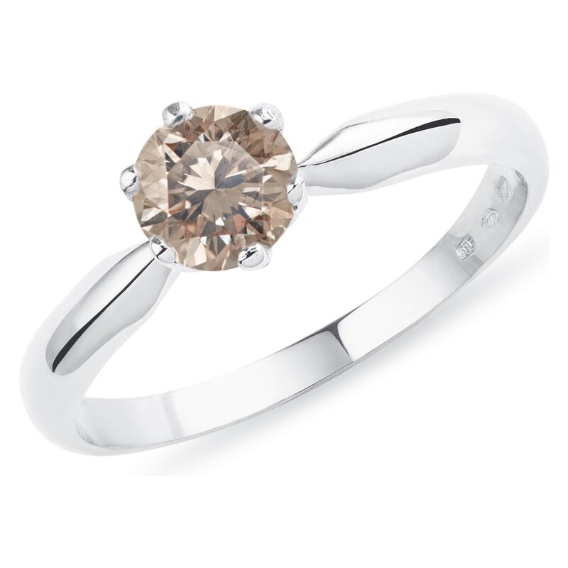 Zásnubný zlatý prsteň s diamantom champagne KLENOTA K0191062