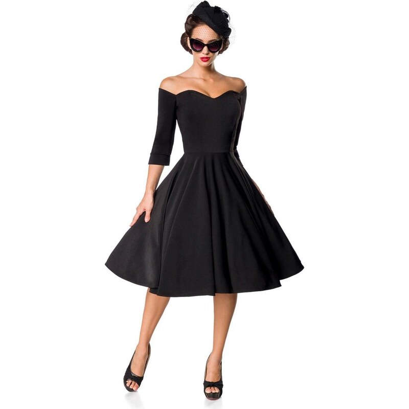 Glara Retro čierne dámske šaty s rukávom 10026134