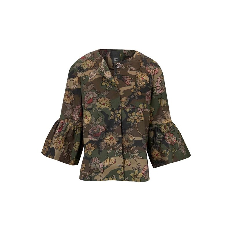E-shop Heine - Best Connections Krátka bunda s volánmi a kvetmi, khaki