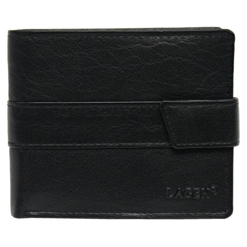 Lagen Pánska kožená peňaženka so zápinkou V-203 čierna 35335416