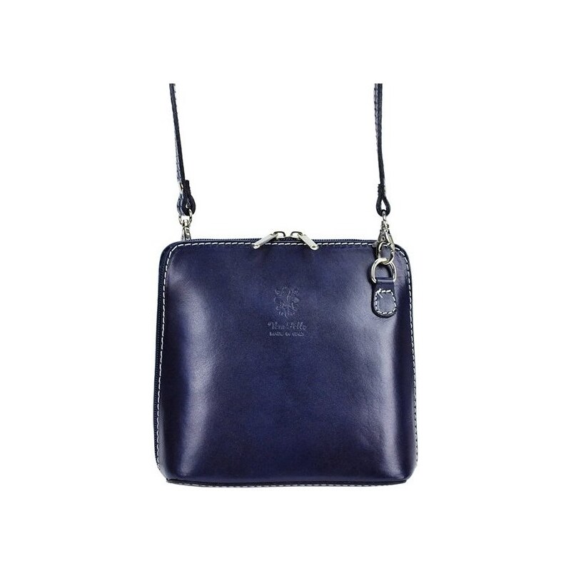Vera Pelle Kožená malá dámska crossbody kabelka tmavá modra 10052762