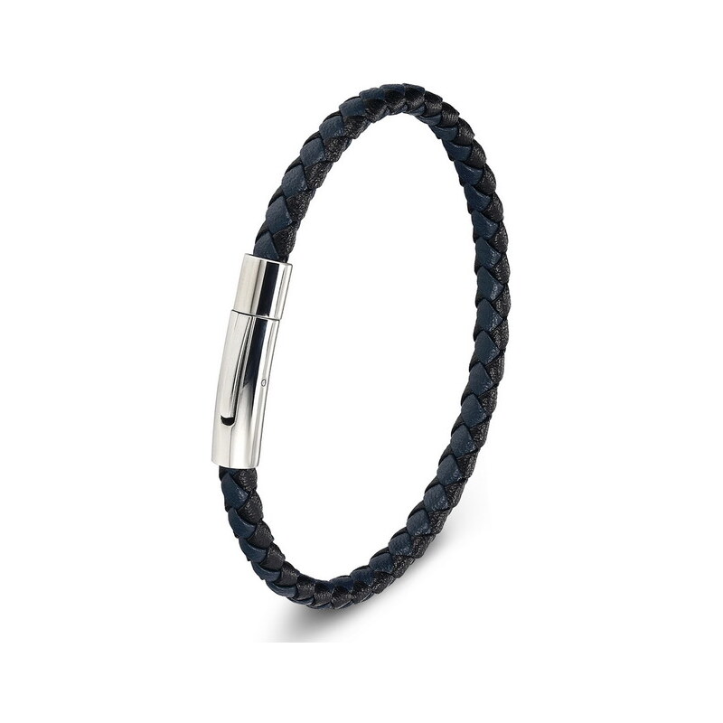 Glory Unisex kožený náramok Simple style čierna/modrá 1119 10122278