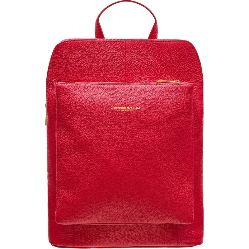 Glamorous by GLAM Dámsky kožený batoh jednoduchý - červená 35348887