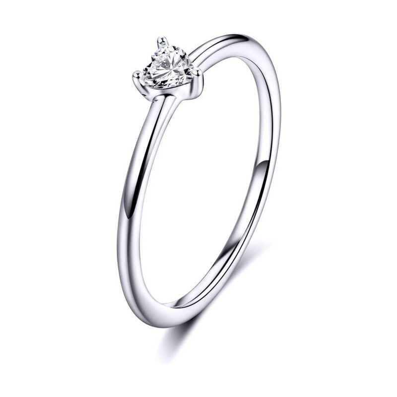 Emporial strieborný prsteň Krištáľové srdce 29478783