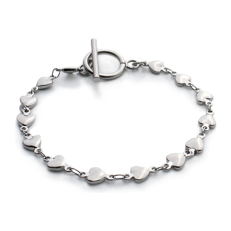 BM Jewellery Dámsky náramok so srdiečkami HEARTS z chirurgickej ocele 10400315