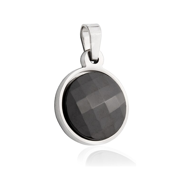 BM Jewellery Prívesok keramický čierny kruh z chirurgickej ocele 10400286