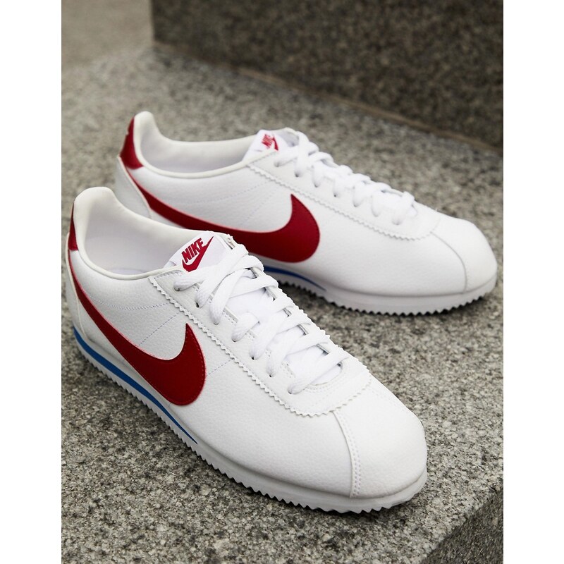 Nike Cortez leather trainers in white with red swoosh White GLAMI.sk