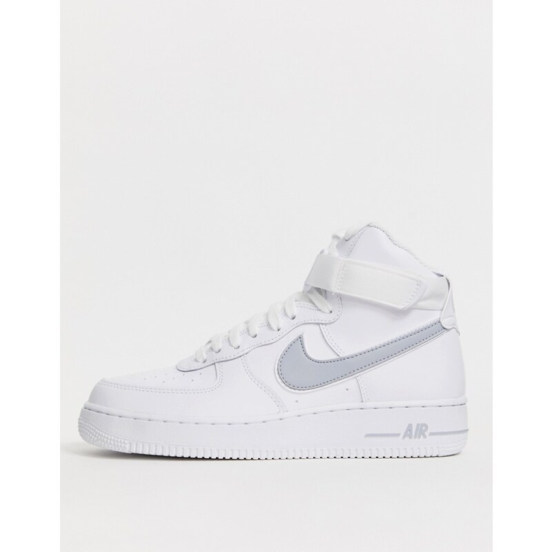 grey and white high top air force ones
