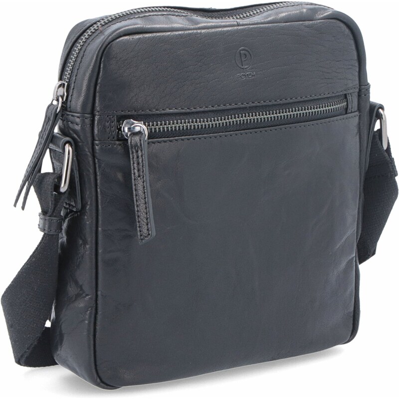 Kožená taška crossbody Poyem čierna 2206 Poyem C 17715331