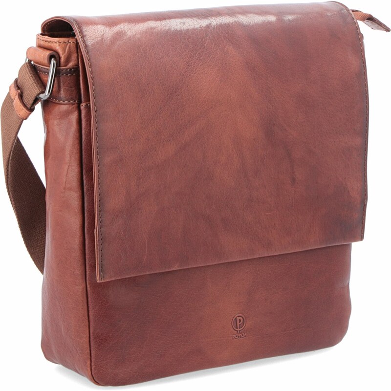 Kožená taška crossbody Poyem koňaková 2207 Poyem KO 64019563