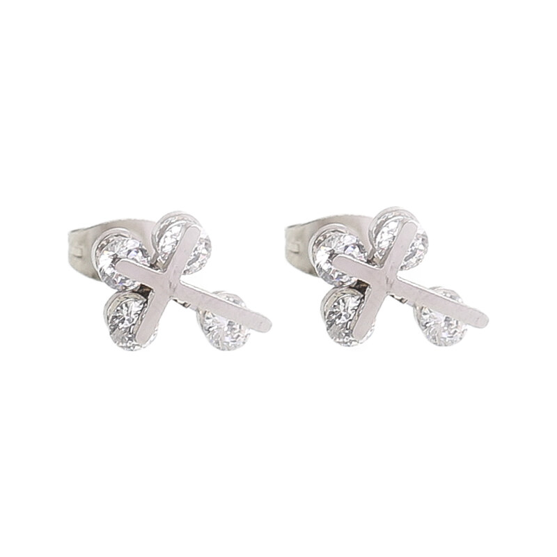 Náušnice krížik z chirurgickej ocele so zirkónom S723080 11258692