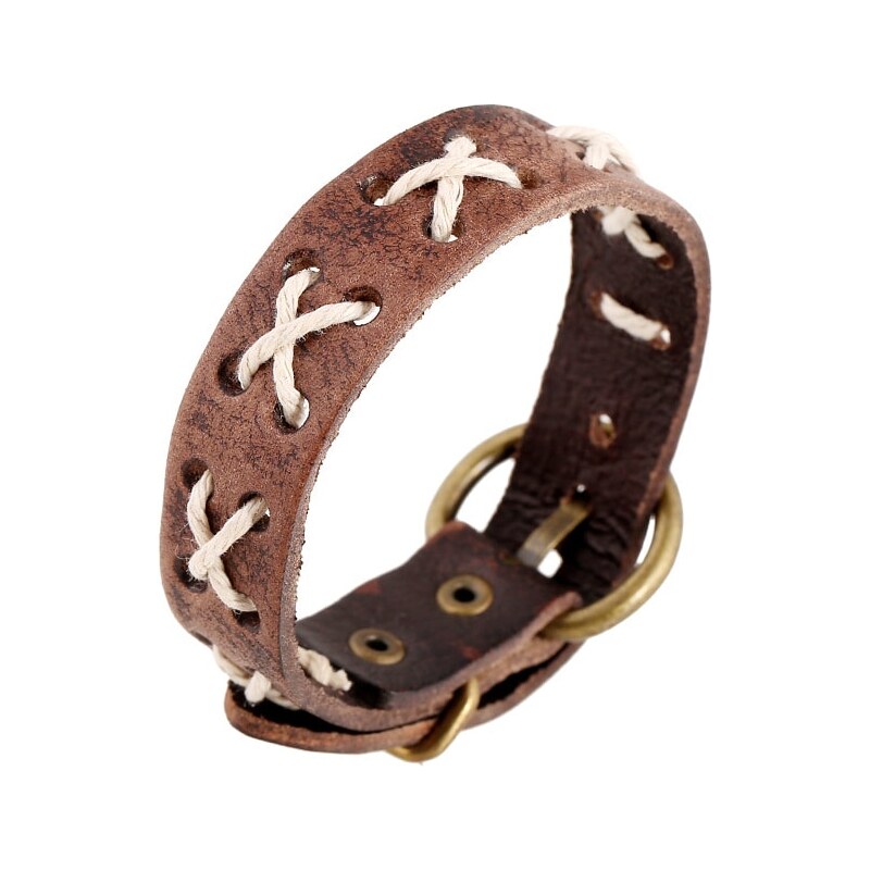 Buďchlap Kožený náramok s prešívaním 65637852