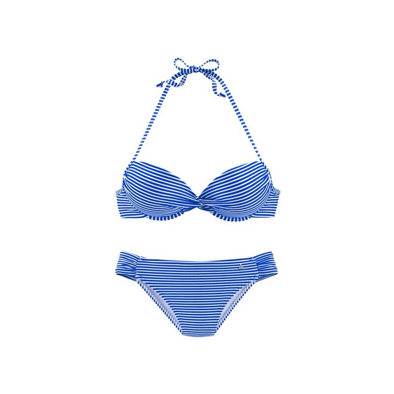 E-shop Push-Up-Bikiny S.Oliver, modro-biele C-Cup